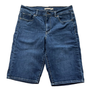 Levi's Jean Bermuda Shorts‎ Size 29 Blue Dark Denim Stretch LongShorts Y2K